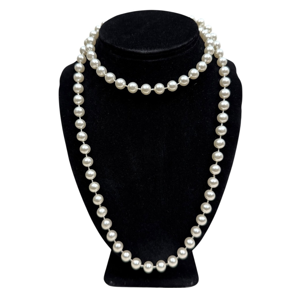Pearl Necklace Strand Costume Jewelry Classic Elegant Long Faux Pearls 17 in L